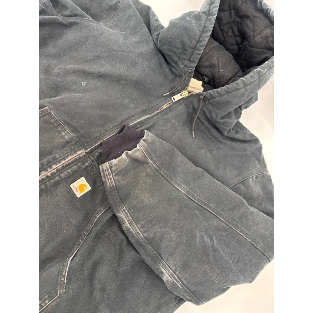 Carhartt J140 BLK Duck Active Jacket Mens 2XL Tall Black Quilted Flannel Lined